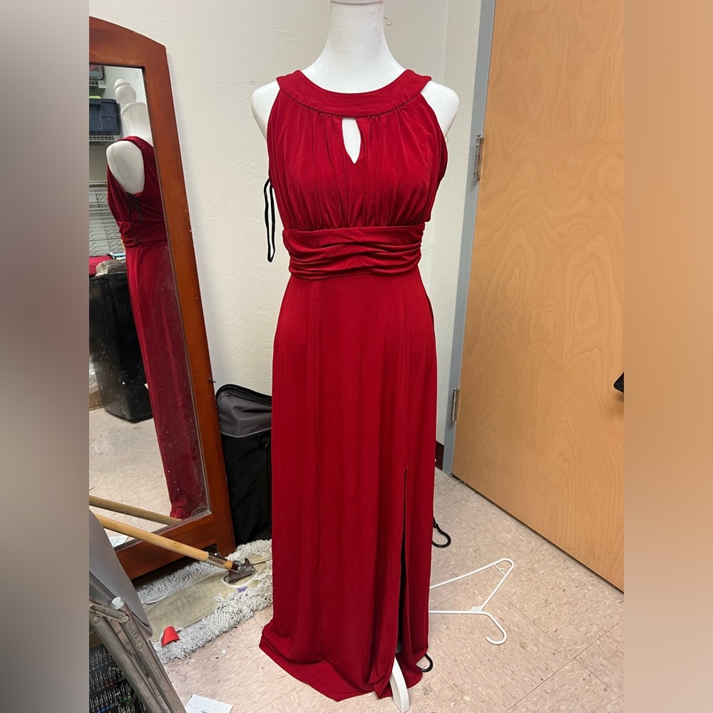 Red dress with slit